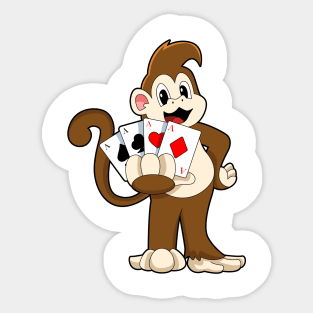 Monkey at Poker with Poker cards Sticker